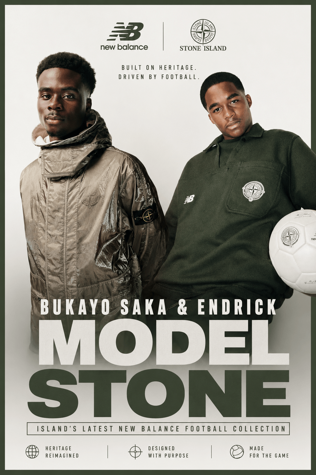 Bukayo Saka & Endrick Front Stone Island x New Balance Football Campaign