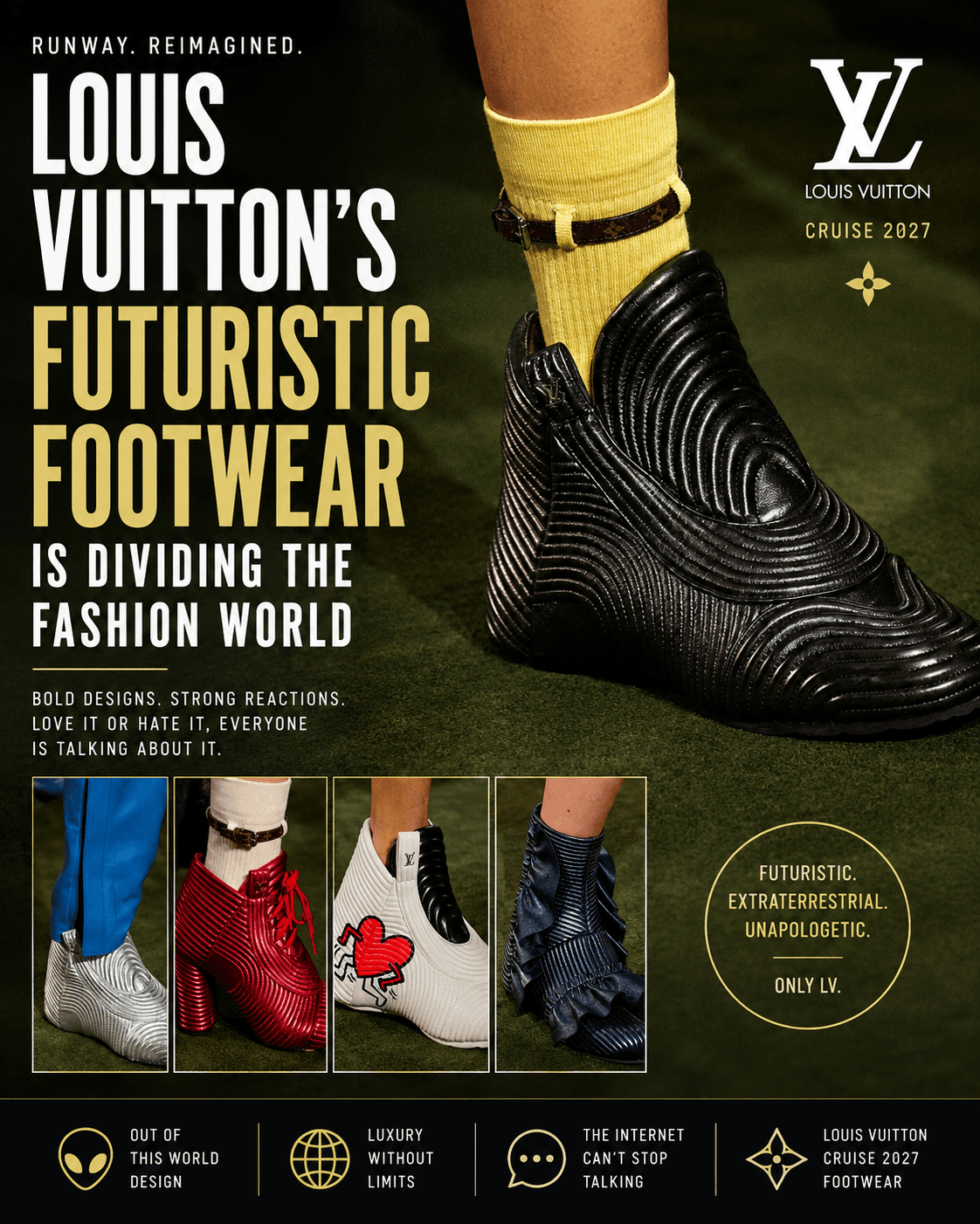 Louis Vuitton futuristic shoes Cruise 2027