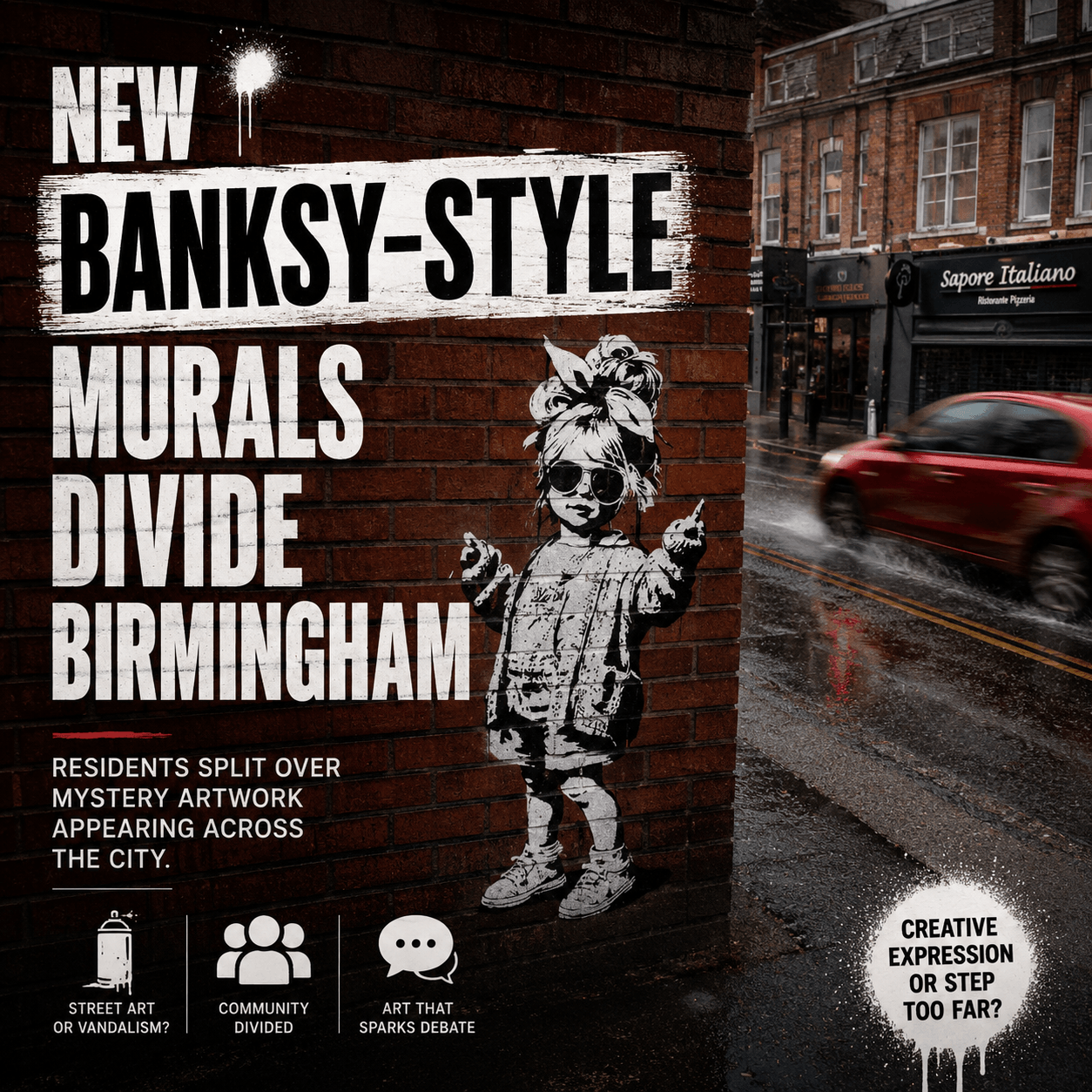 New Banksy-Style Murals Divide Opinion Across Birmingham