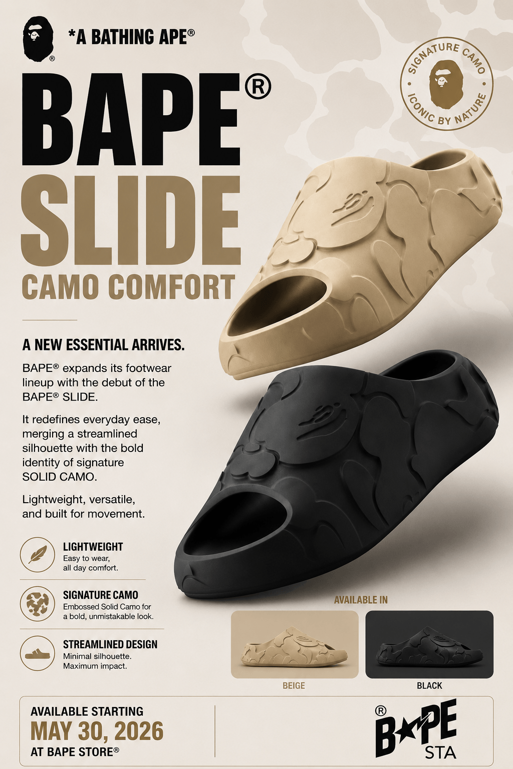 BAPE Slide Release Date & Official First Look