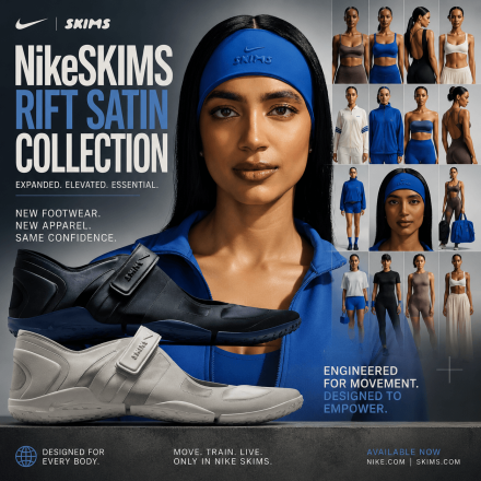 NikeSKIMS Expands the RIFT Satin Collection with New Footwear and Apparel