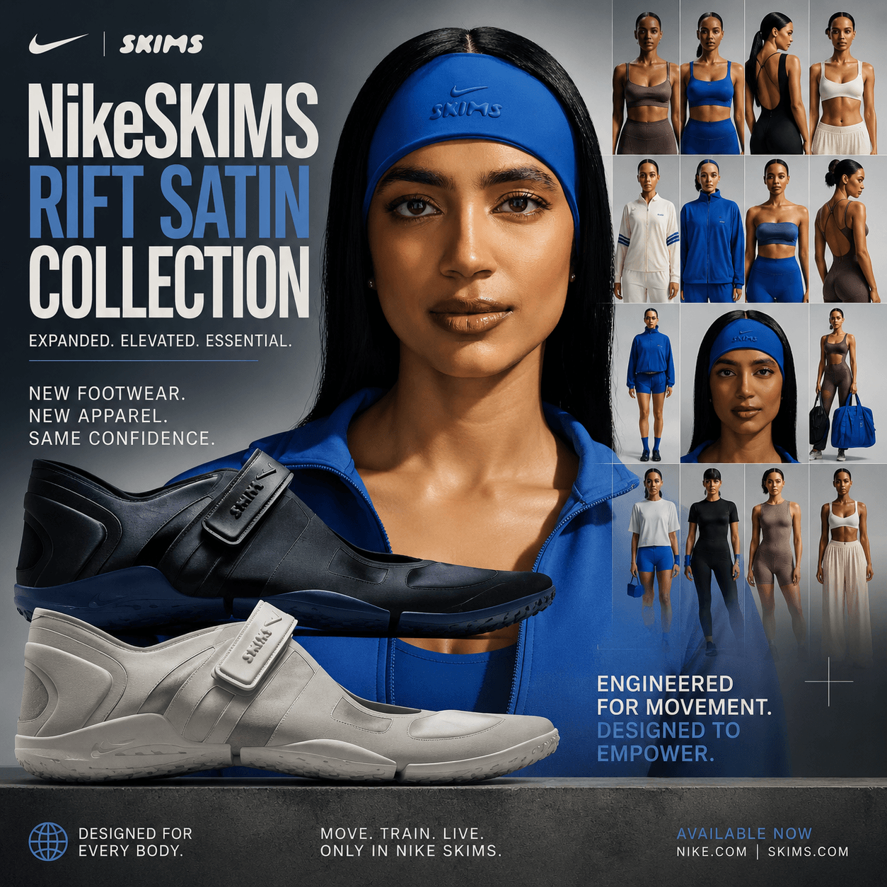 NikeSKIMS Expands the RIFT Satin Collection with New Footwear and Apparel