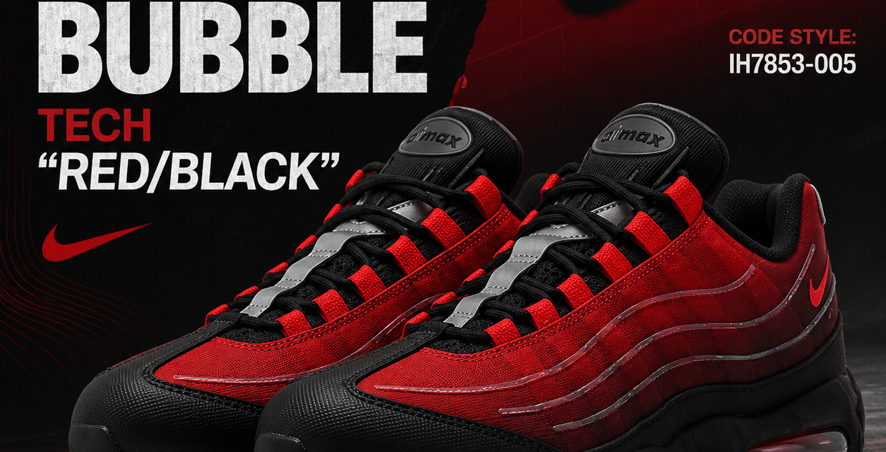 Nike Air Max 95 Big Bubble Tech Red Black Bold New Look 