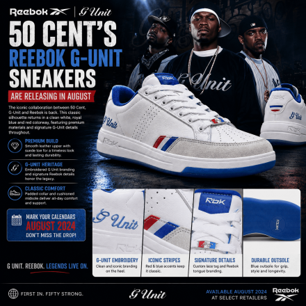 50 Cent's Reebok G-Unit Sneakers Are Back This August