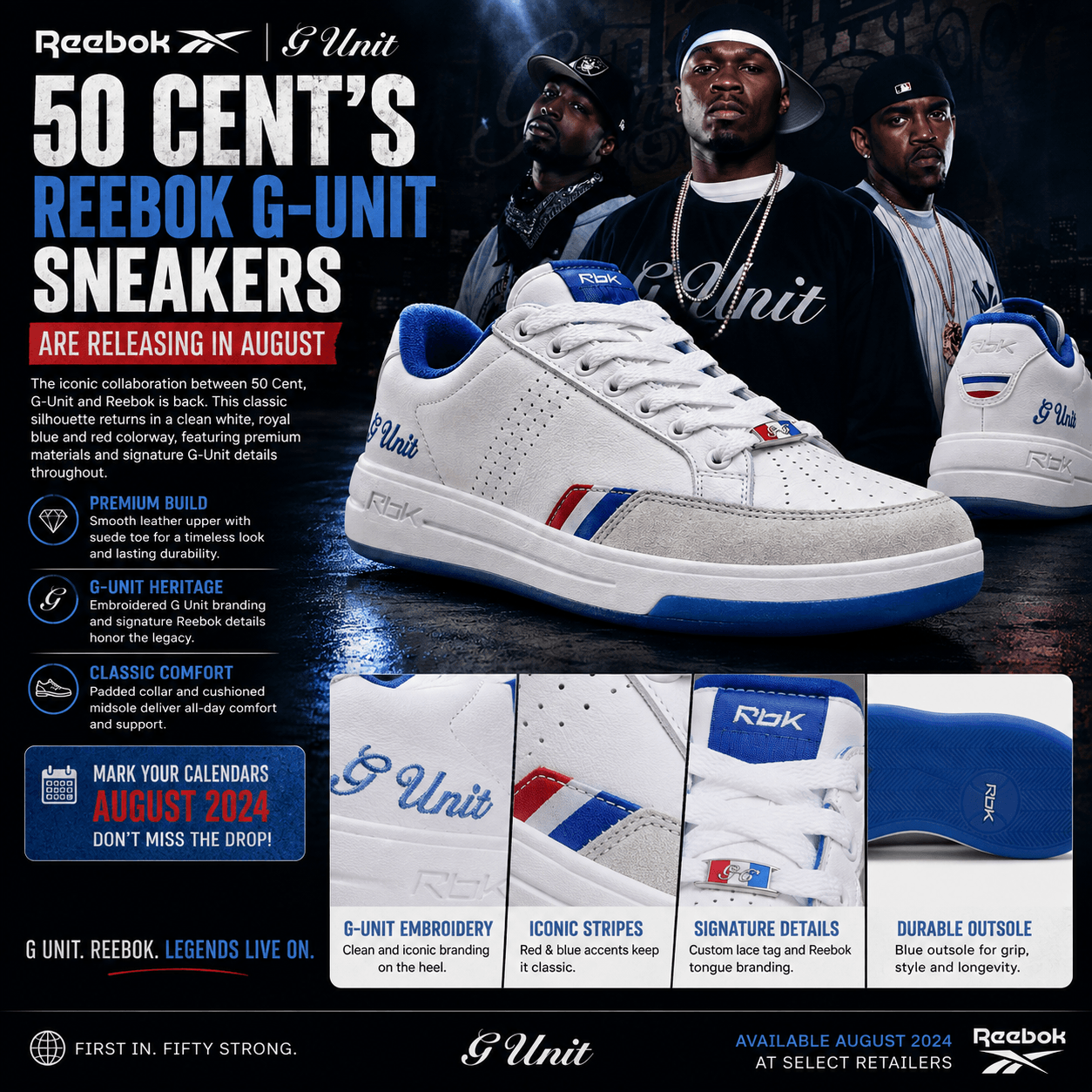 50 Cent's Reebok G-Unit Sneakers Are Back This August