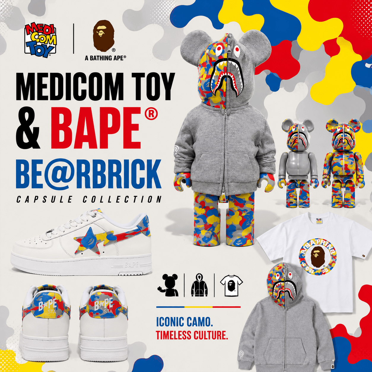 Medicom Toy and BAPE Unite for a Colourful BE@RBRICK Capsule Collection