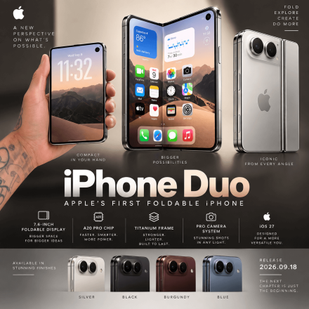 Apple iPhone Duo: First Foldable iPhone Unveiled With 7.6-Inch Display