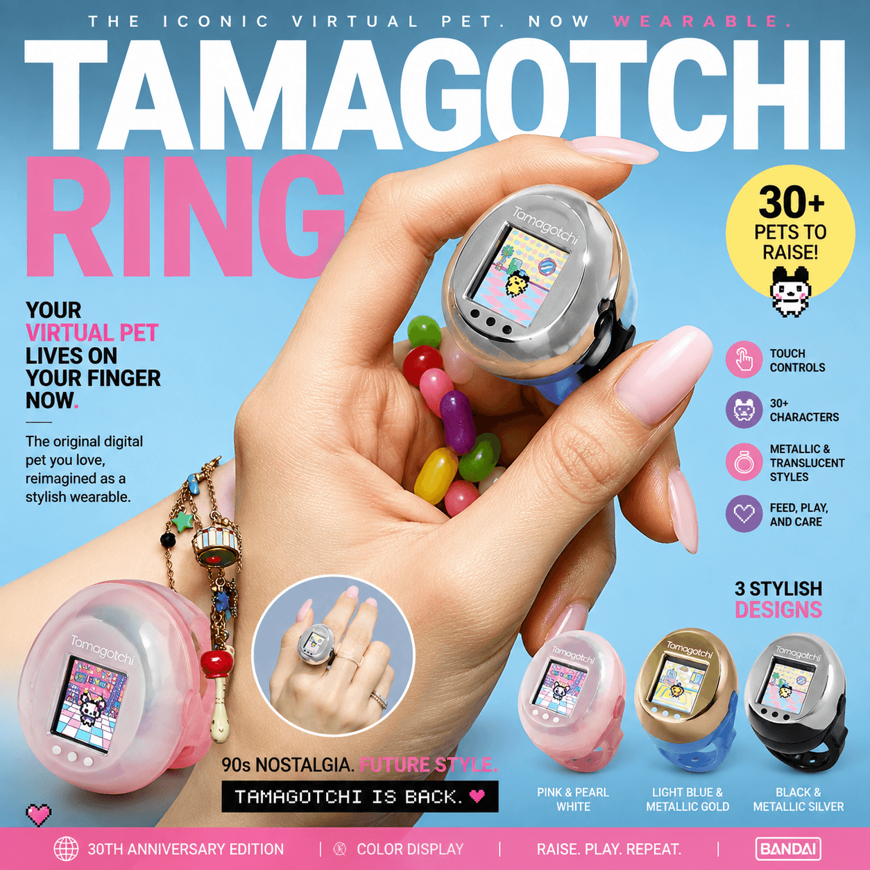 Tamagotchi Ring Virtual Pet Becomes Wearable