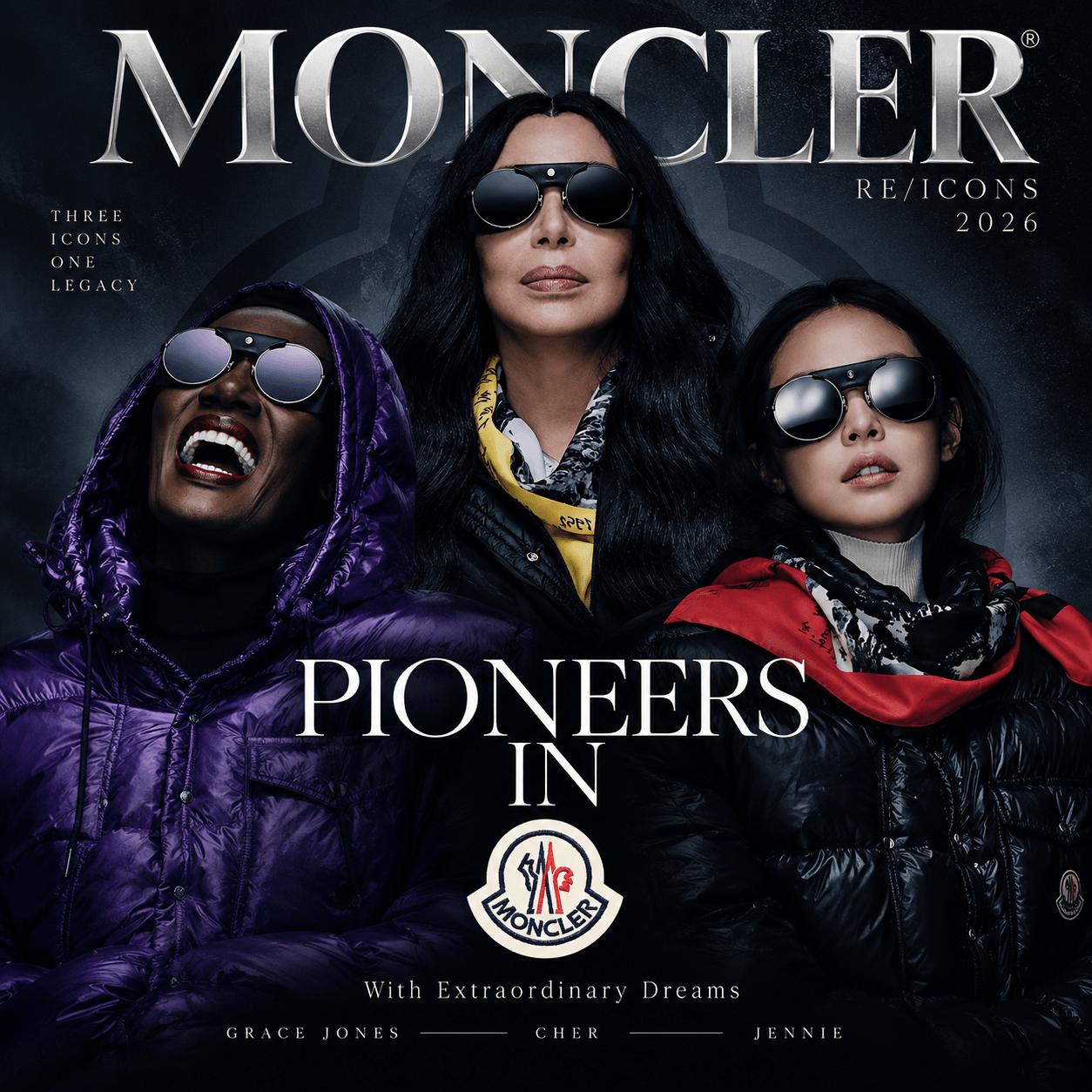 Moncler Re/Icons 2026: Cher and Grace Jones also JENNIE Lead the New Campaign