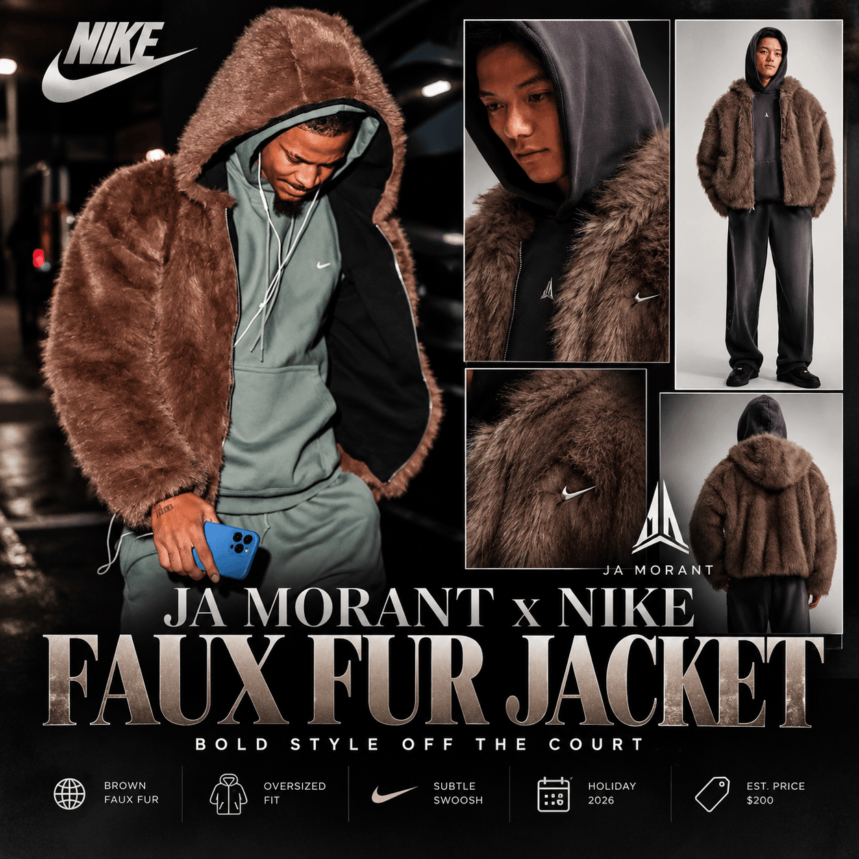 Upcoming Drop: New Nike Faux Fur Brown Jacket