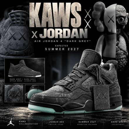KAWS x Air Jordan 4 “Dark Grey” Expected Summer 2027
