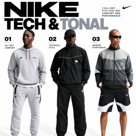 Nike Tech & Tonal Outfits: 3 All-Day Looks Mixing Comfort and Performance