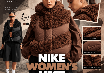 Nike Swoosh Vest Brown & Black Fleece Puffer Style