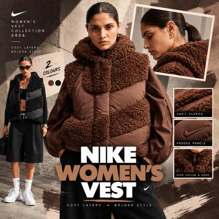 Nike Swoosh Vest Brown & Black Fleece Puffer Style